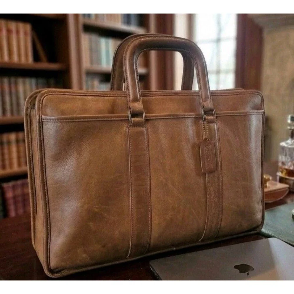 ​Vintage Coach Metropolitan Leather Briefcase 5090 British Tan USA Laptop Bag